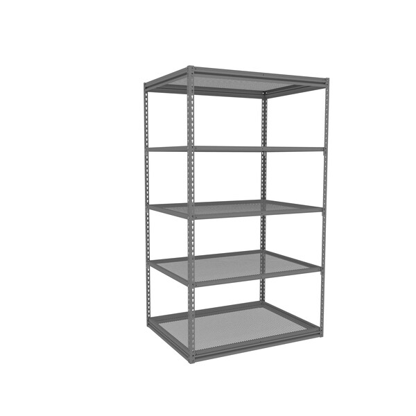 Tennsco Z-Line Shelving W/Five Perf. Shlvs, Boltless, 48"Wx36"Dx84"H, Starter, Gry ZM7-4836S-5PD-MGY - main